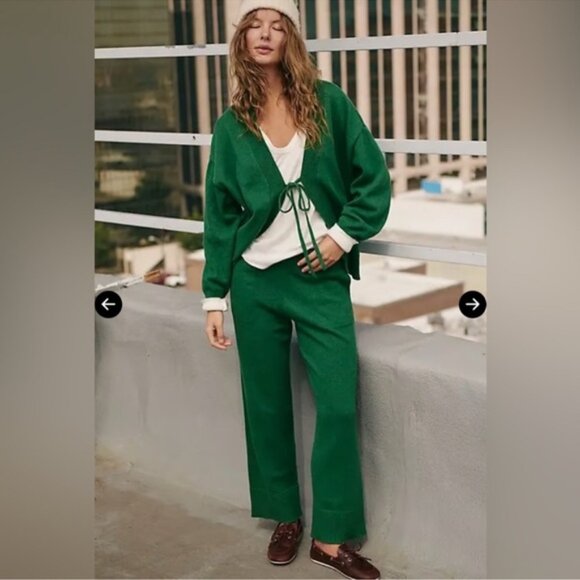 FREE PEOPLE WOMEN'S solar cardigan sweater set green Size Small NEW - Picture 2 of 13